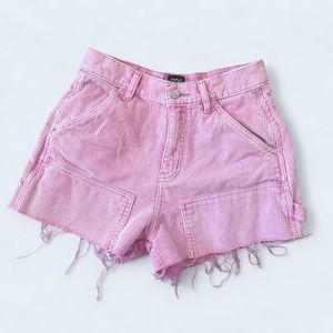 URBAN OUTFITTERS Pink Corduroy Cut off cargo Carpenter High Rise Shirts size 26